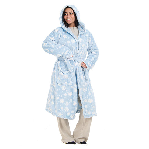 Snuggs Blanket Robe Light Blue Snowflakes